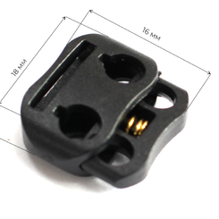 ABS1816 Фиксатор для шнура, двухдырочный, пластиковый, отв. 4 мм, 18x16 мм (1*1000) черный