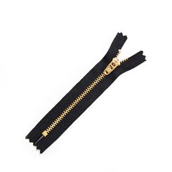 Молния 15 см металлическая тип 3, неразъемная, слайдер GSN8, звено золото