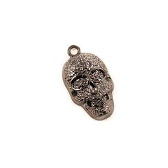 R4578 Украшение пришивное ЧЕРЕП 25х16 мм, зеркальный черный никель