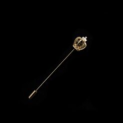 XZ0259 Брошь-игла КОРОНА 70 мм, золото