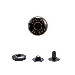 ASBDG24L+486 Кнопка пружинный контакт 15 мм,  c лого Casual, медь