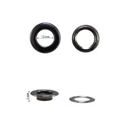 E#22*12 Люверс 12 мм, зеркальный черный никель