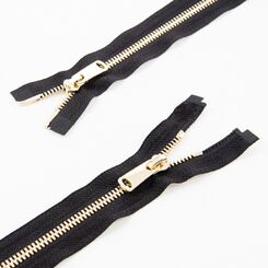 Молния 90 см мeталлическая тип 5, разъемная, 2 слайдера 499, звено корн светлое золото