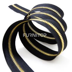 Молния металлическая рулонная тип 5, звено Y шлифованное, золото