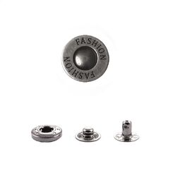 ASNSP0224L+486 Кнопка пружинный контакт 15 мм,  c лого FASHION, старое серебро