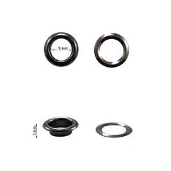 E#15*9 Люверс 9 мм, черный никель